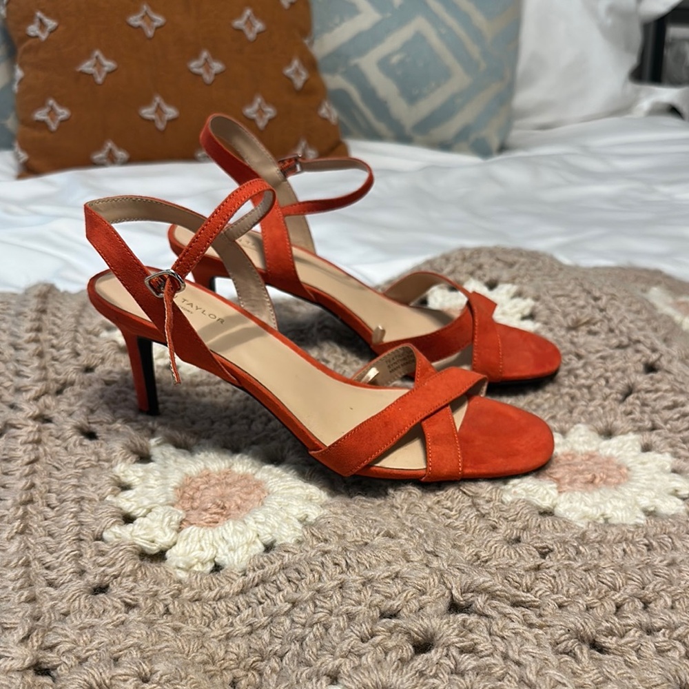 Ann Taylor Red Heels with Ankle Strap